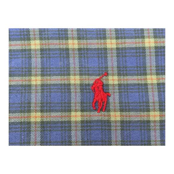 Ralph Lauren Mens Large Long Sleeve Blue Green Red Check Button Up Shirt - Picture 11 of 12